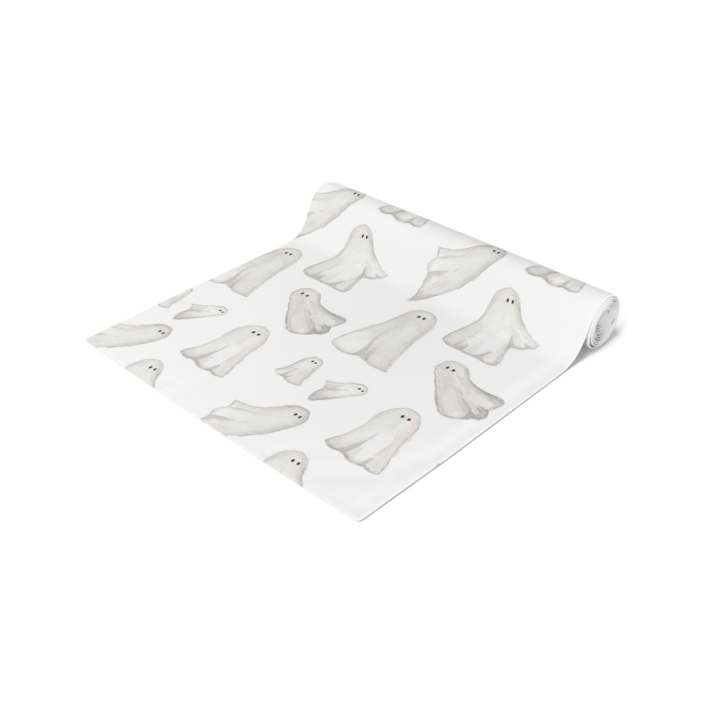 Halloween Watercolor Ghosts Table Runner (Cotton, Poly)