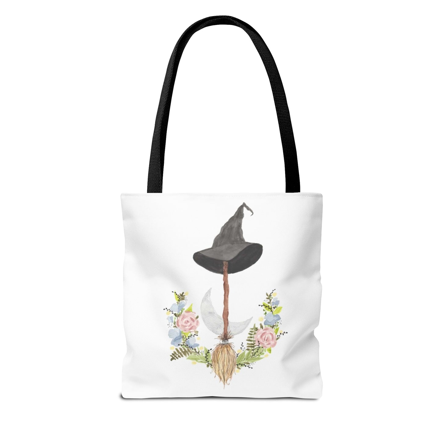 Watercolor Witchy Broomstick Tote Bag