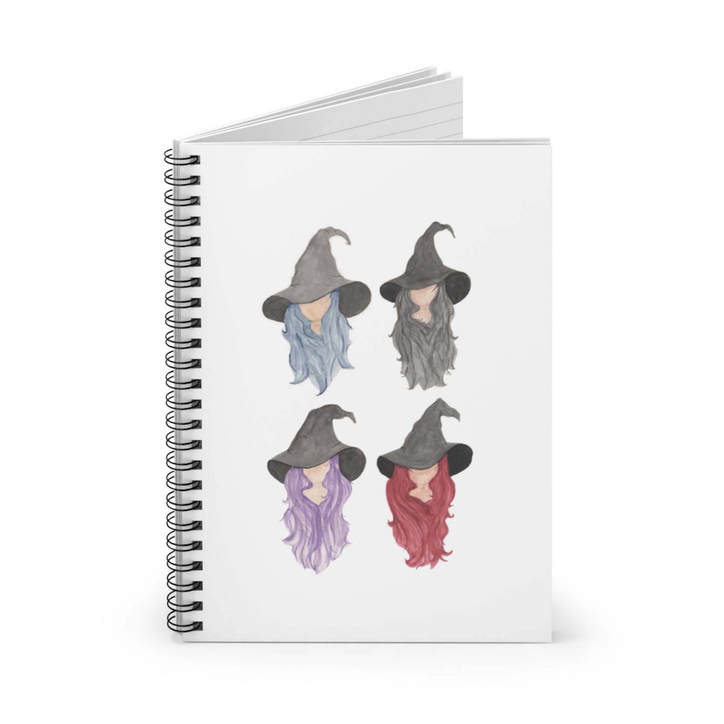 Watercolor Four Witchy Sisters Spiral Notebook - Ruled Line