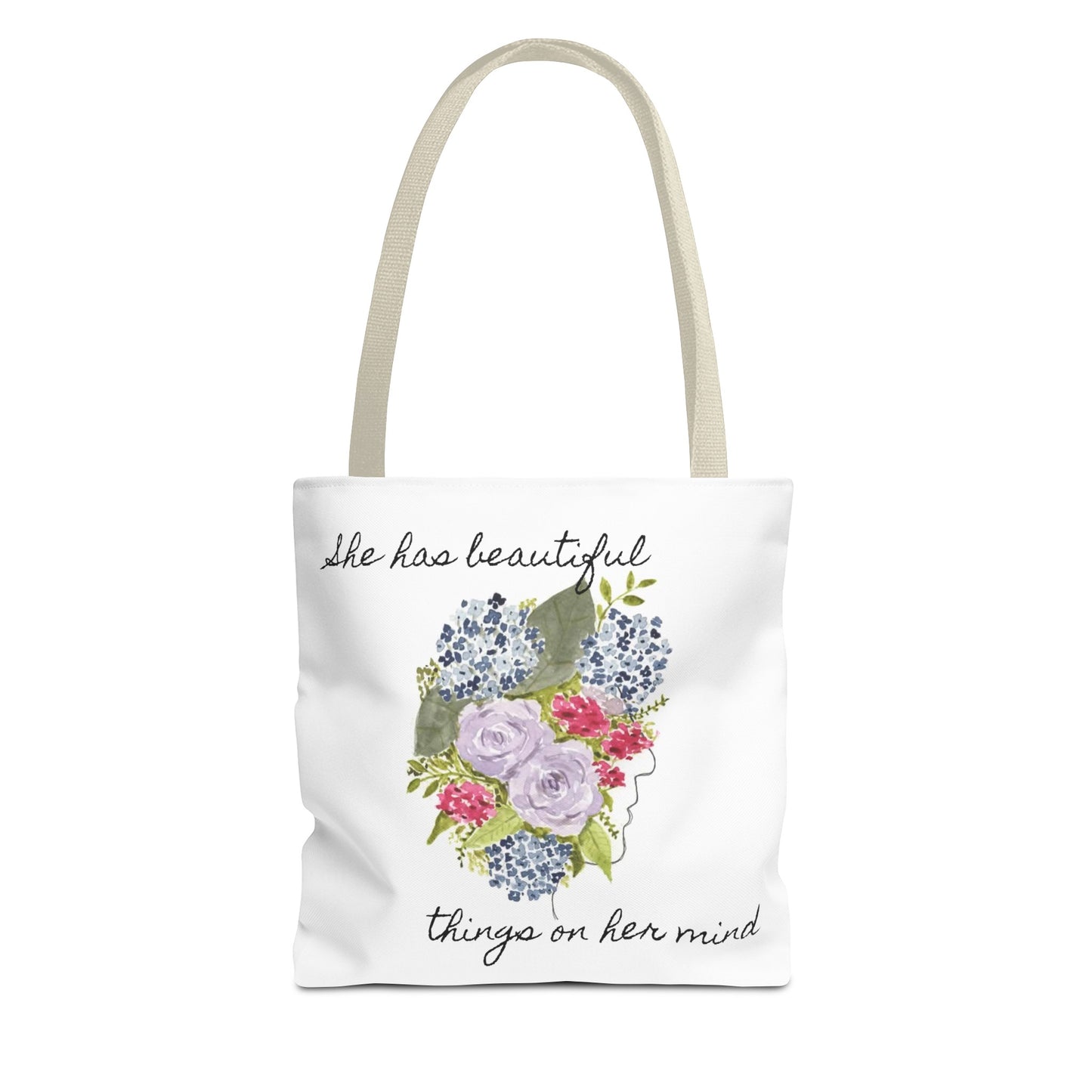 Watercolor "She Has Beautiful Things on Her Mind" Tote Bag