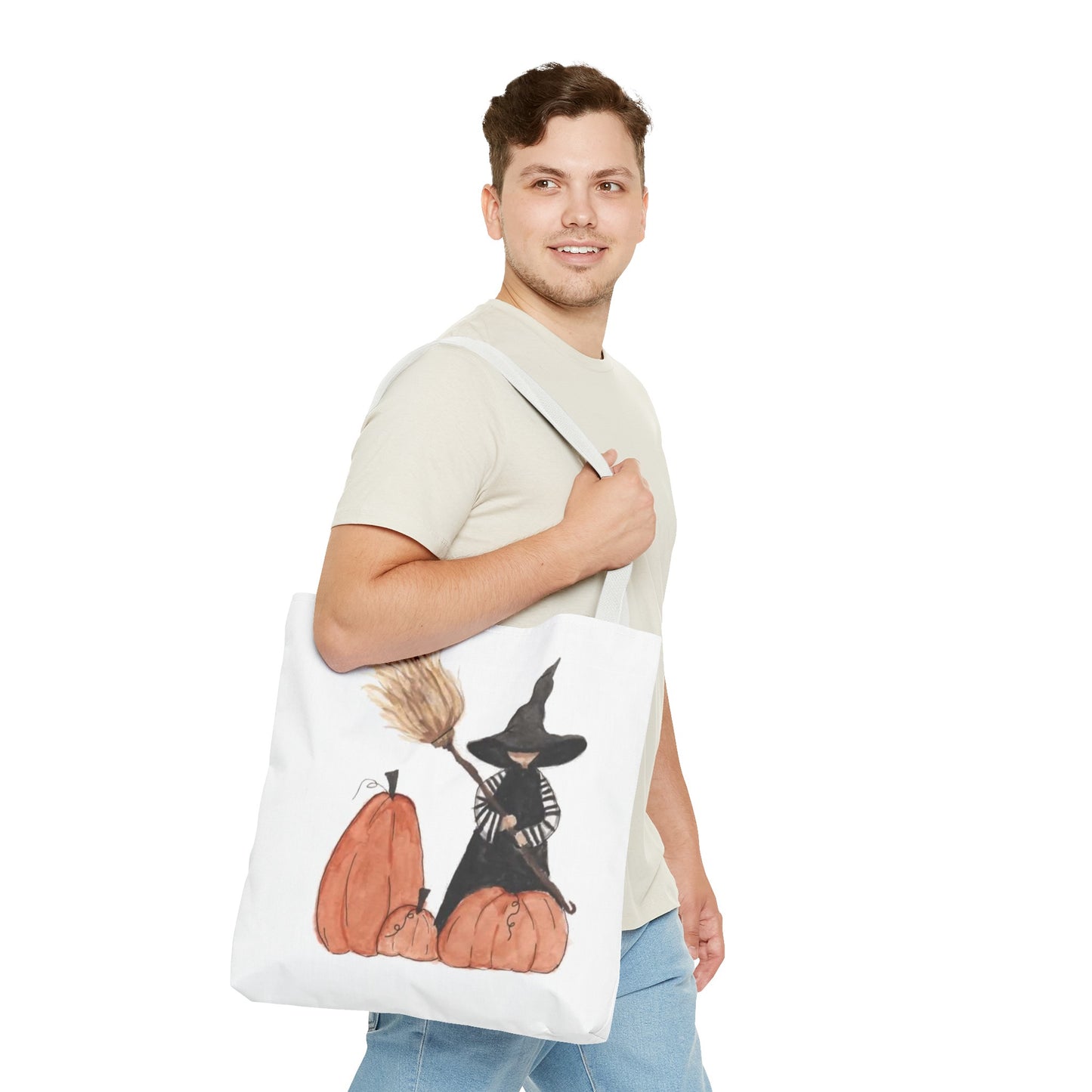 Halloween Watercolor Lil Witch Tote Bag
