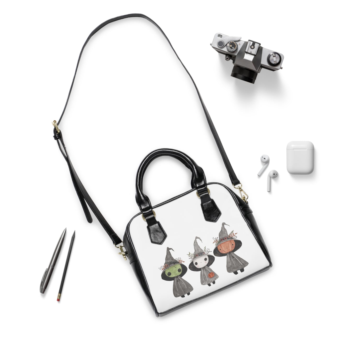 Watercolor Lil Trick or Treaters Shoulder Handbag