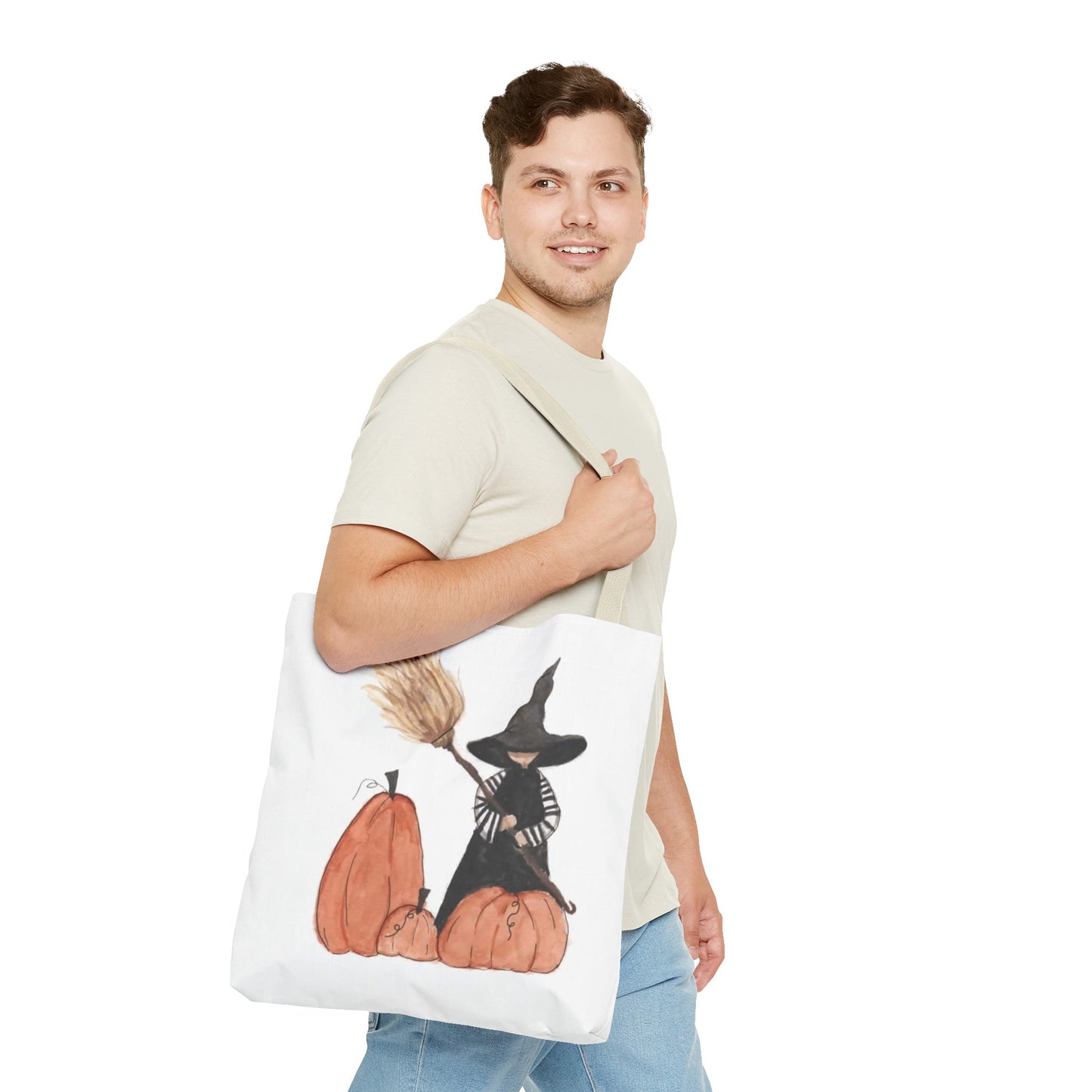 Halloween Watercolor Lil Witch Tote Bag