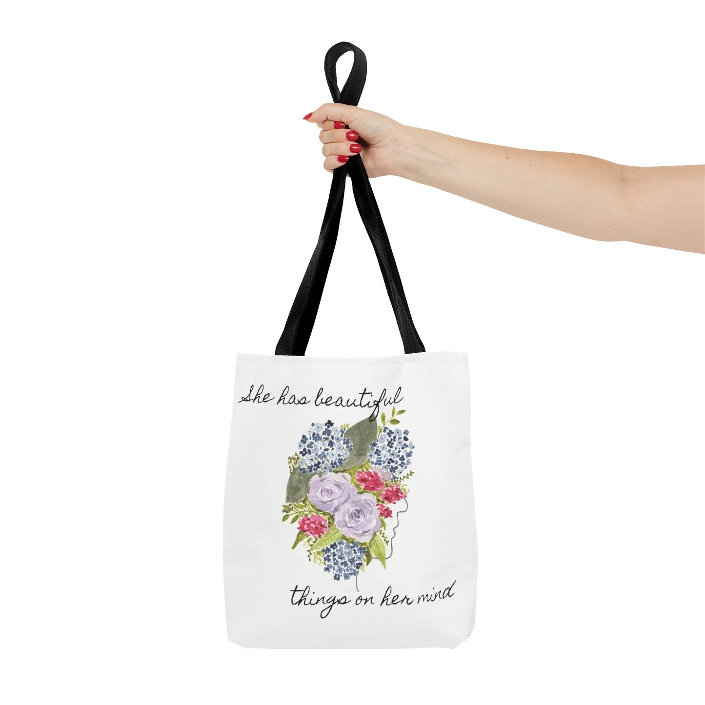 Watercolor "She Has Beautiful Things on Her Mind" Tote Bag