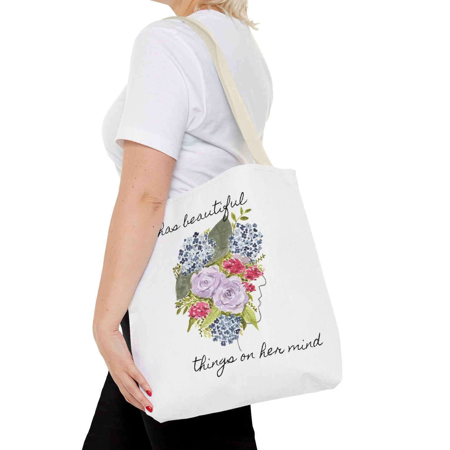 Watercolor "She Has Beautiful Things on Her Mind" Tote Bag