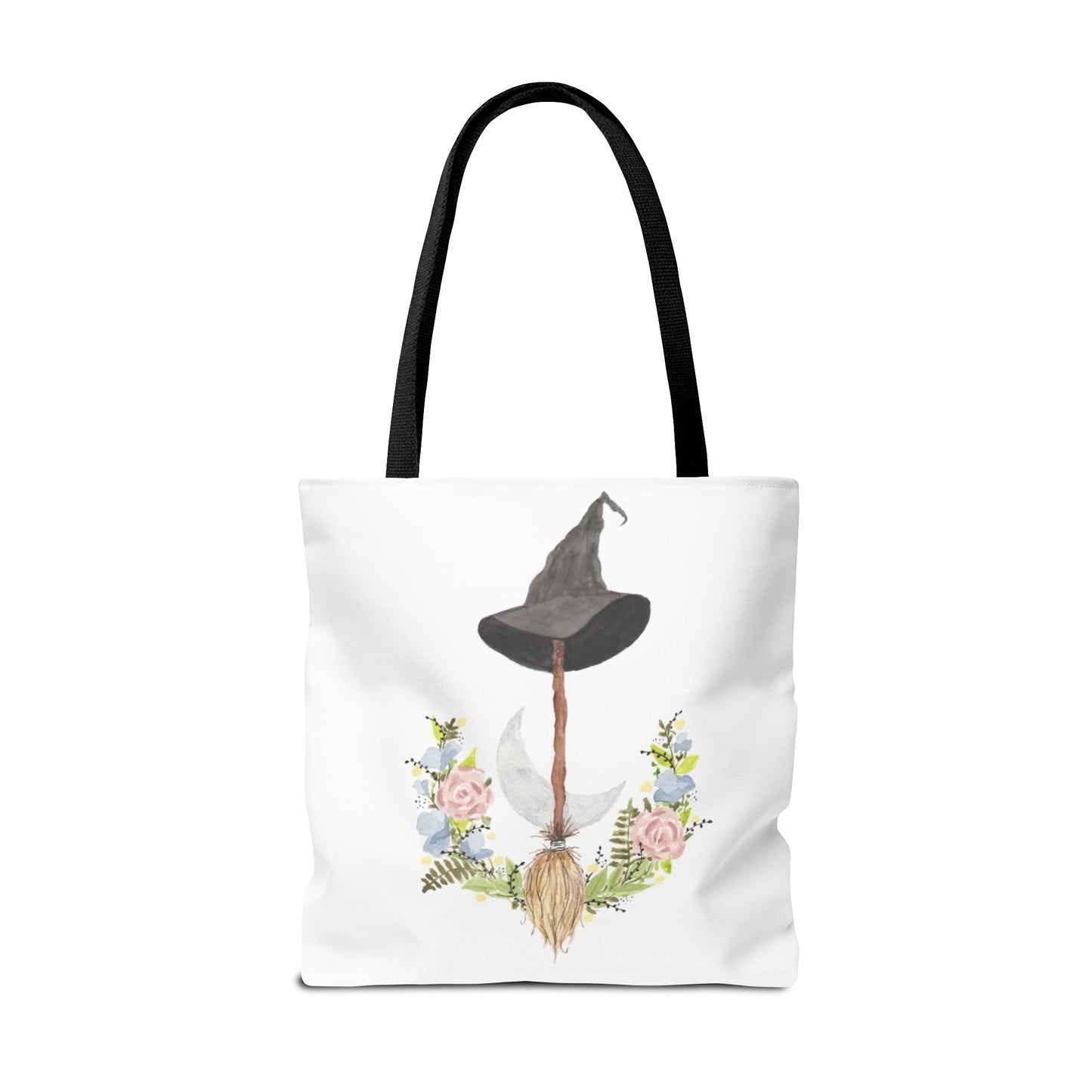 Watercolor Witchy Broomstick Tote Bag