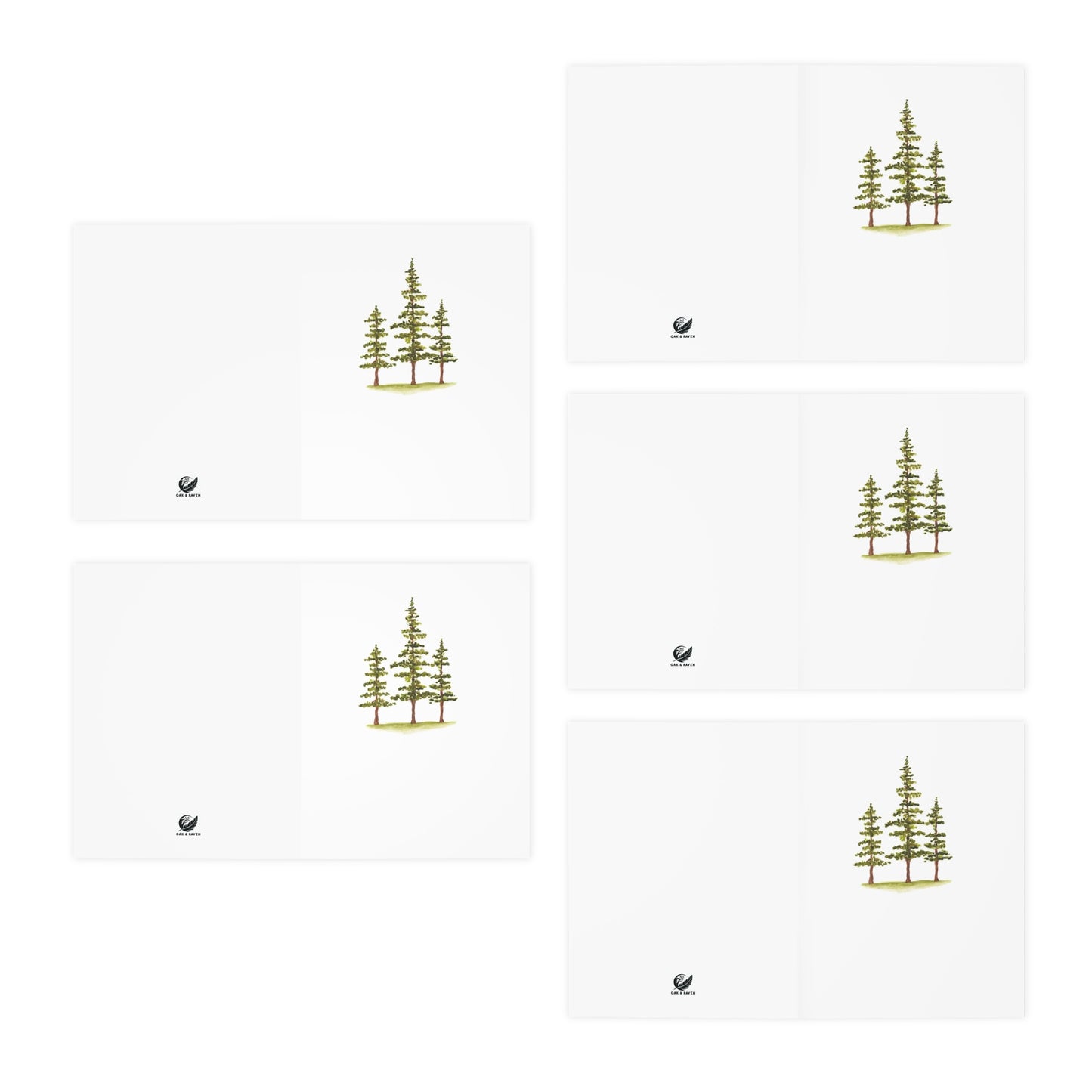 Watercolor Trees Greeting Cards (5-Pack)