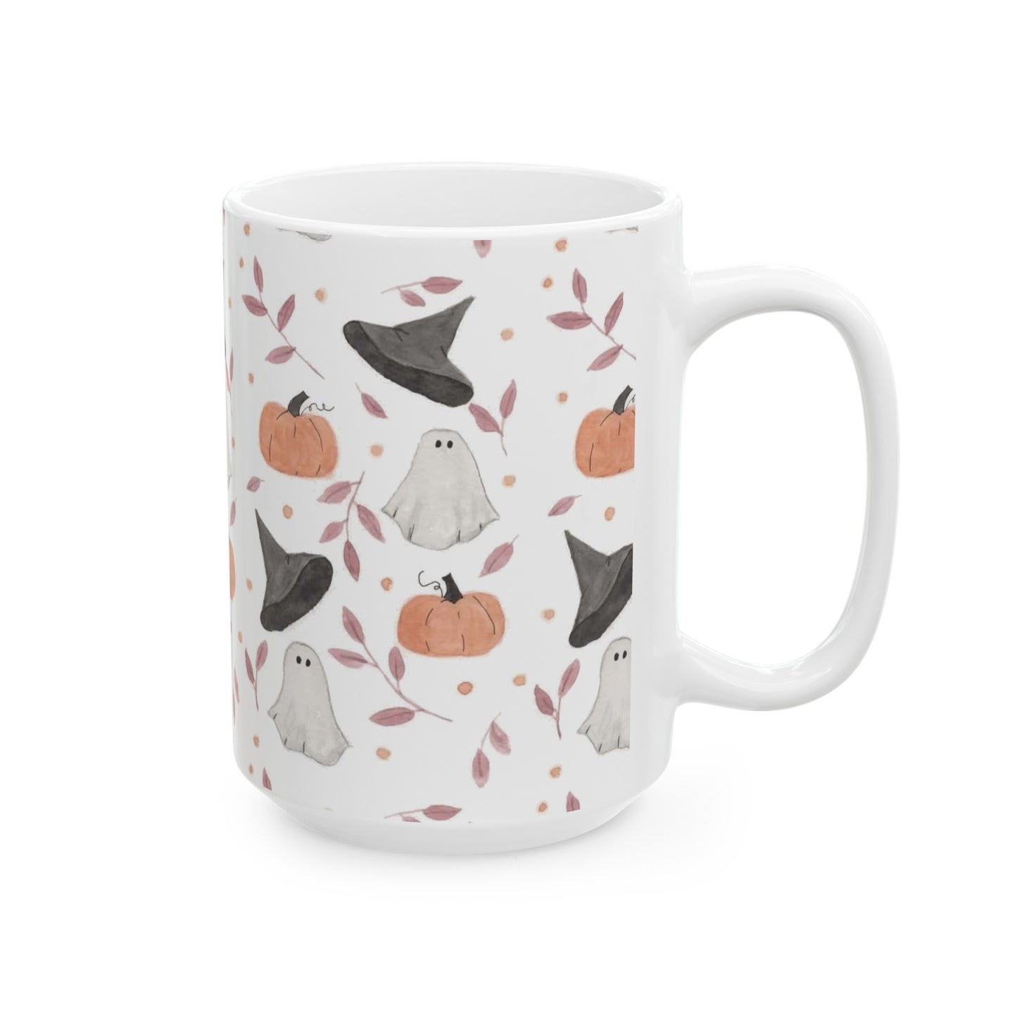Halloween Watercolor Pattern Ceramic Mug, (11oz, 15oz)