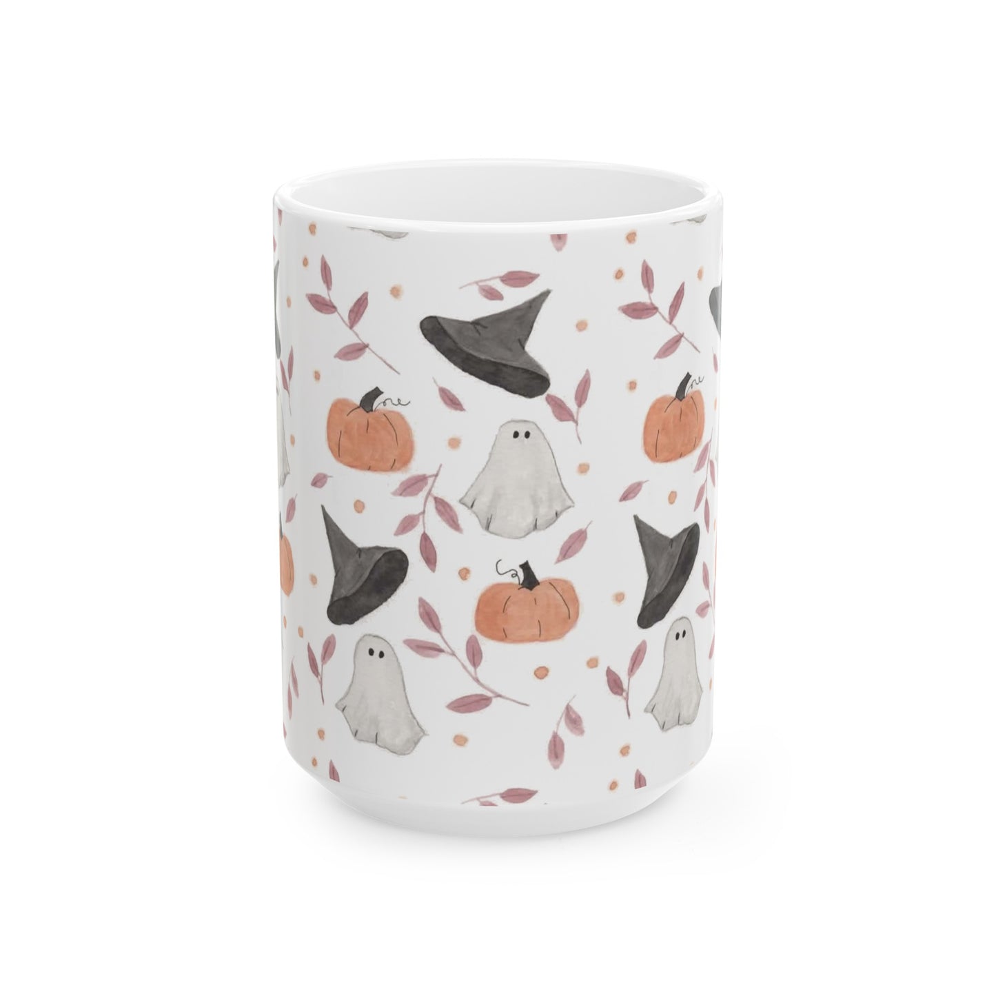 Halloween Watercolor Pattern Ceramic Mug, (11oz, 15oz)