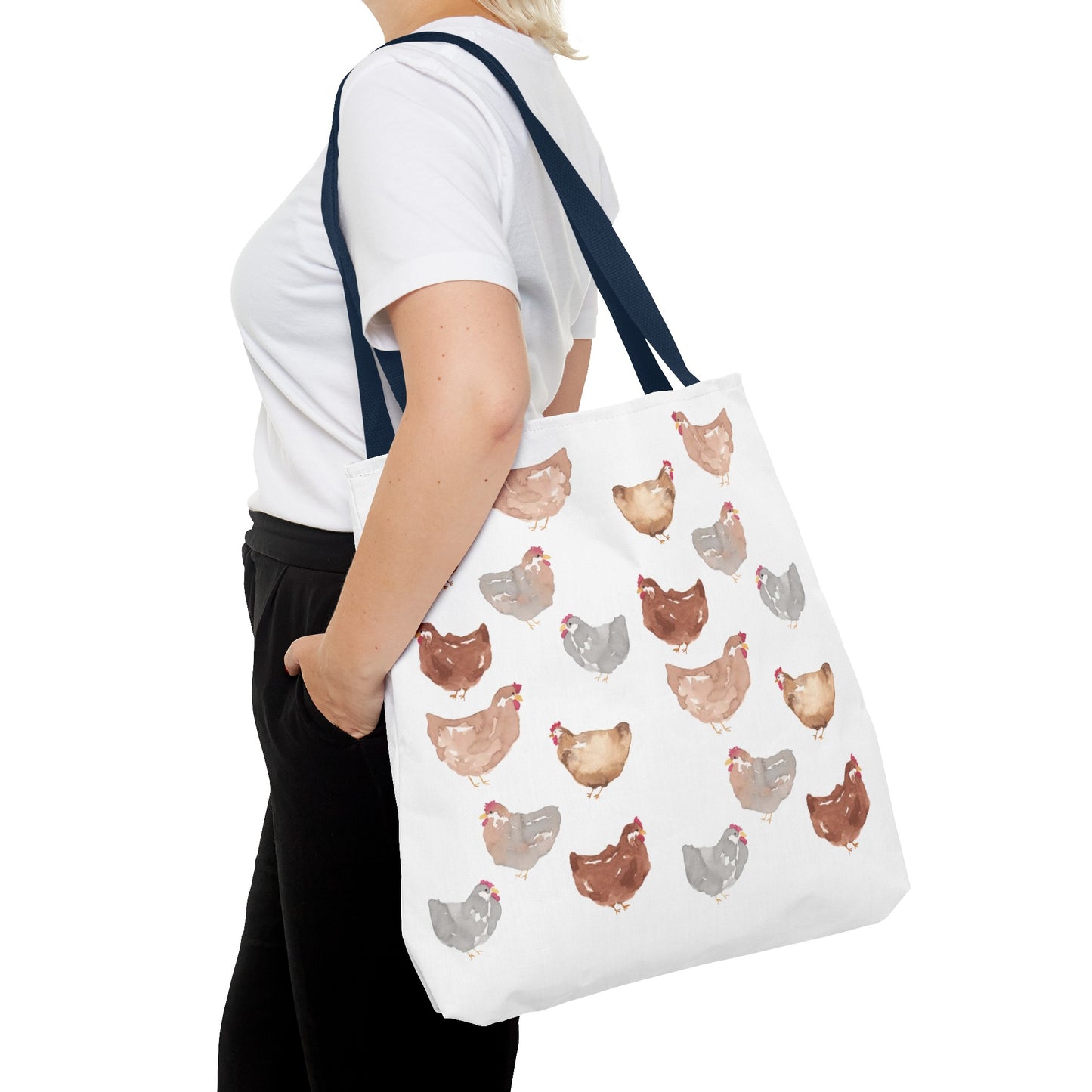 Watercolor Scattered Chickens Tote Bag