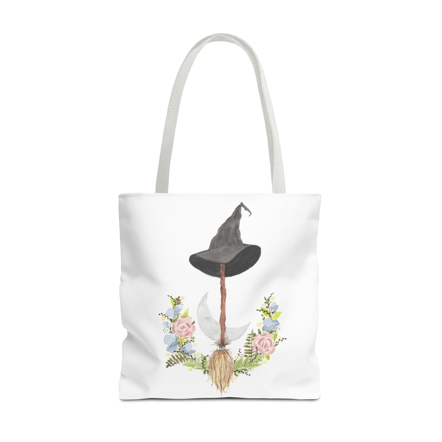 Watercolor Witchy Broomstick Tote Bag