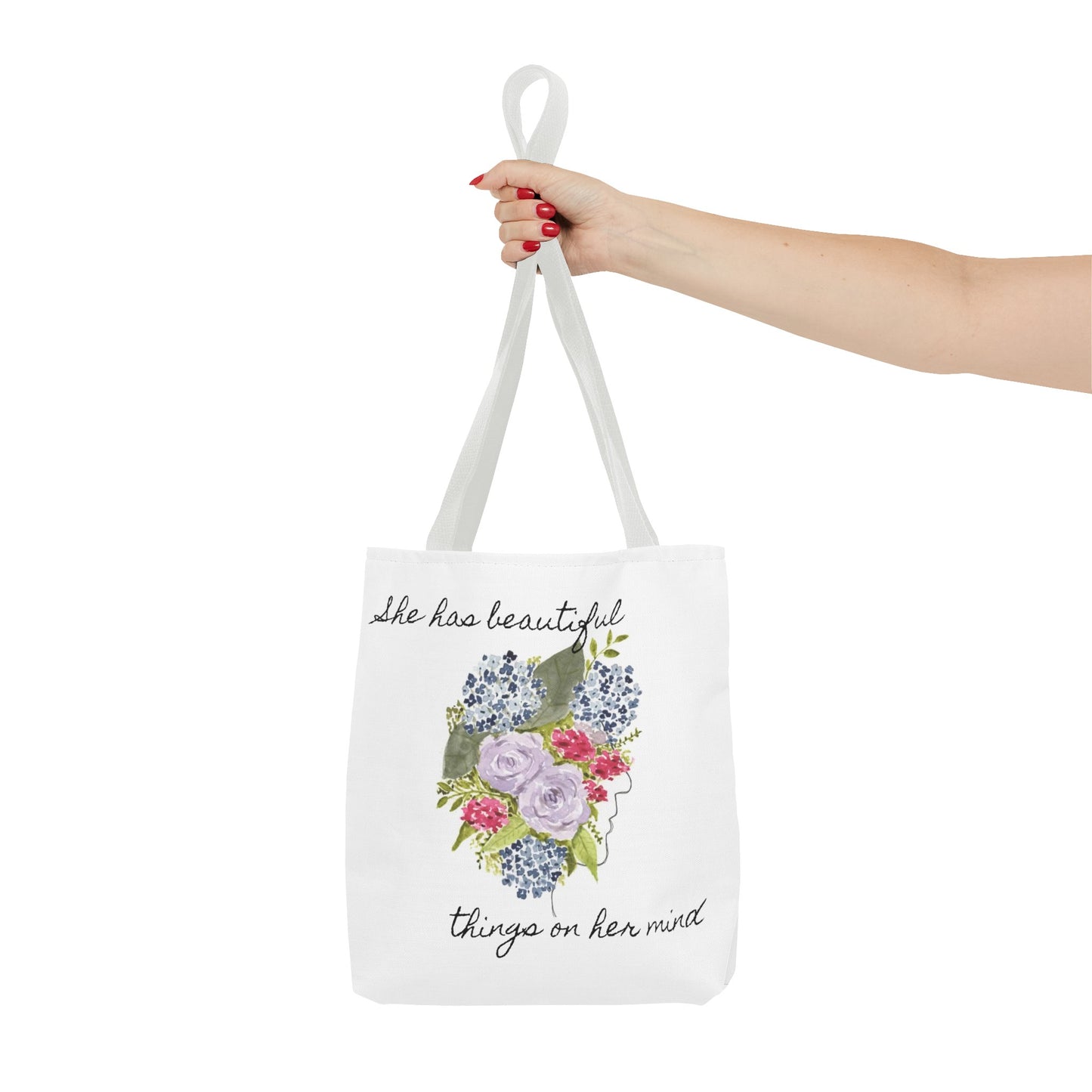 Watercolor "She Has Beautiful Things on Her Mind" Tote Bag