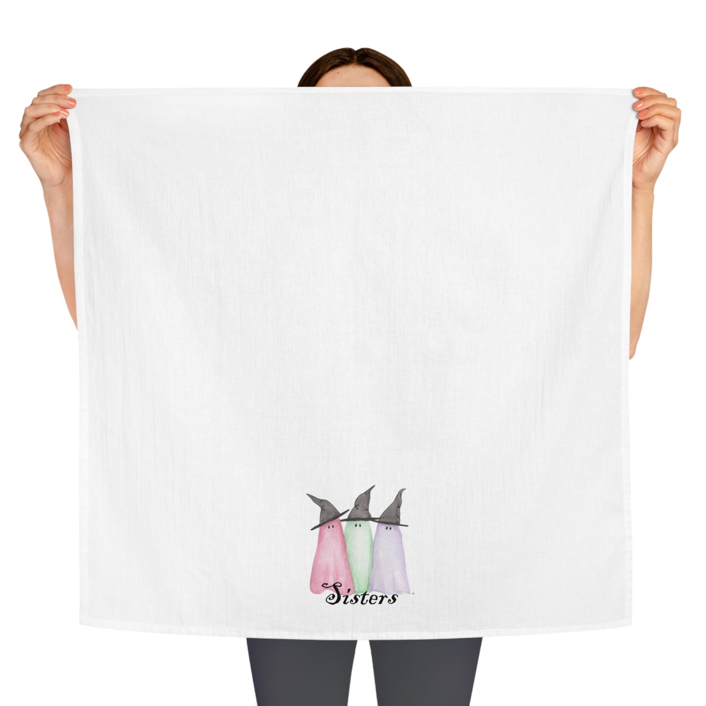 Watercolor Sisters Ghosts Tea Towel