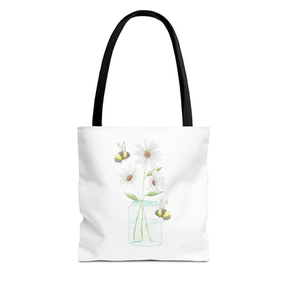 Watercolor Daisies and Bees Tote Bag (AOP)