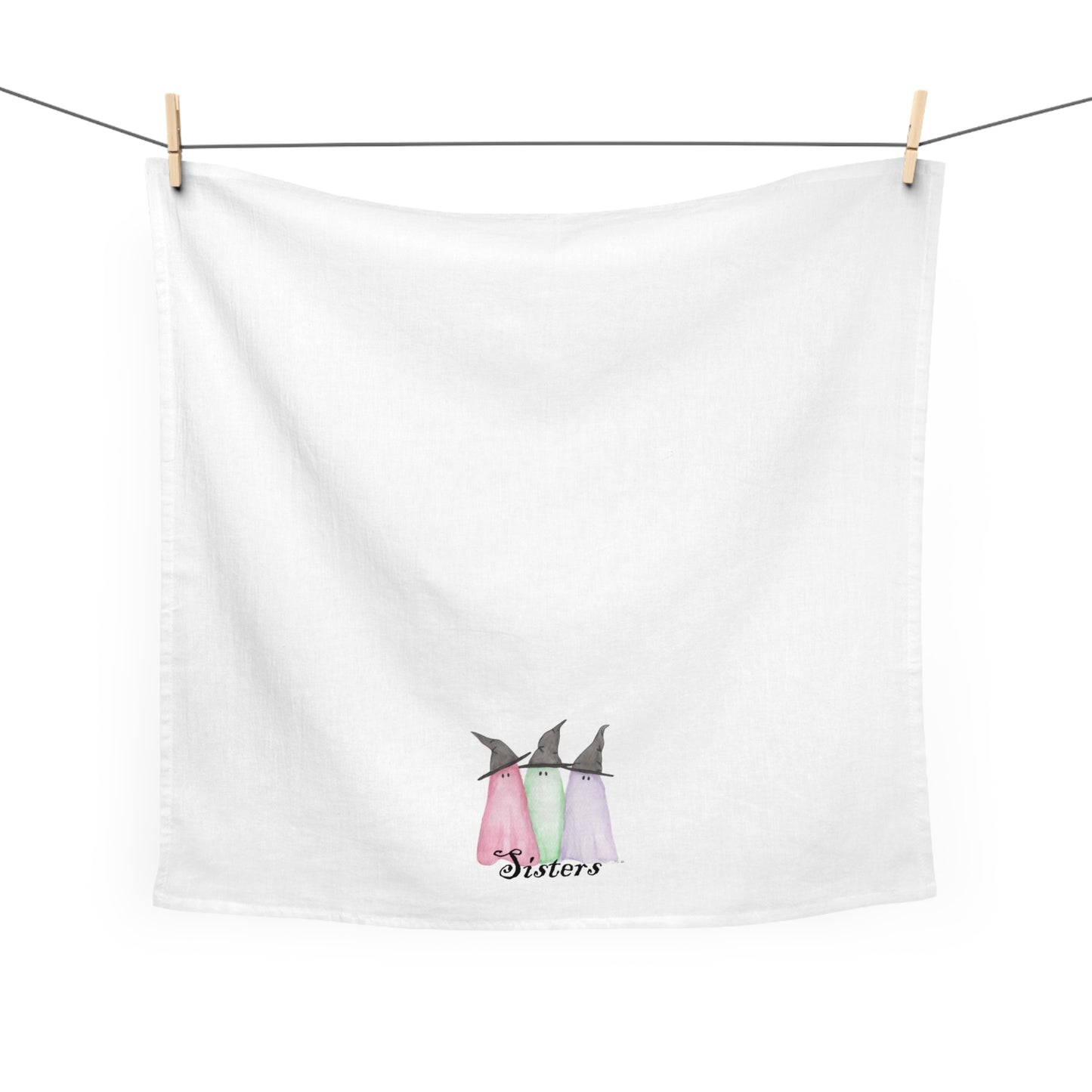 Watercolor Sisters Ghosts Tea Towel