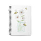 Watercolor Daisies and Bees Spiral Notebook - Ruled Line