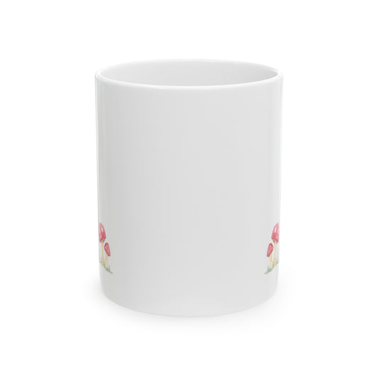 Watercolor Mushroom Ghost Ceramic Mug, 11oz