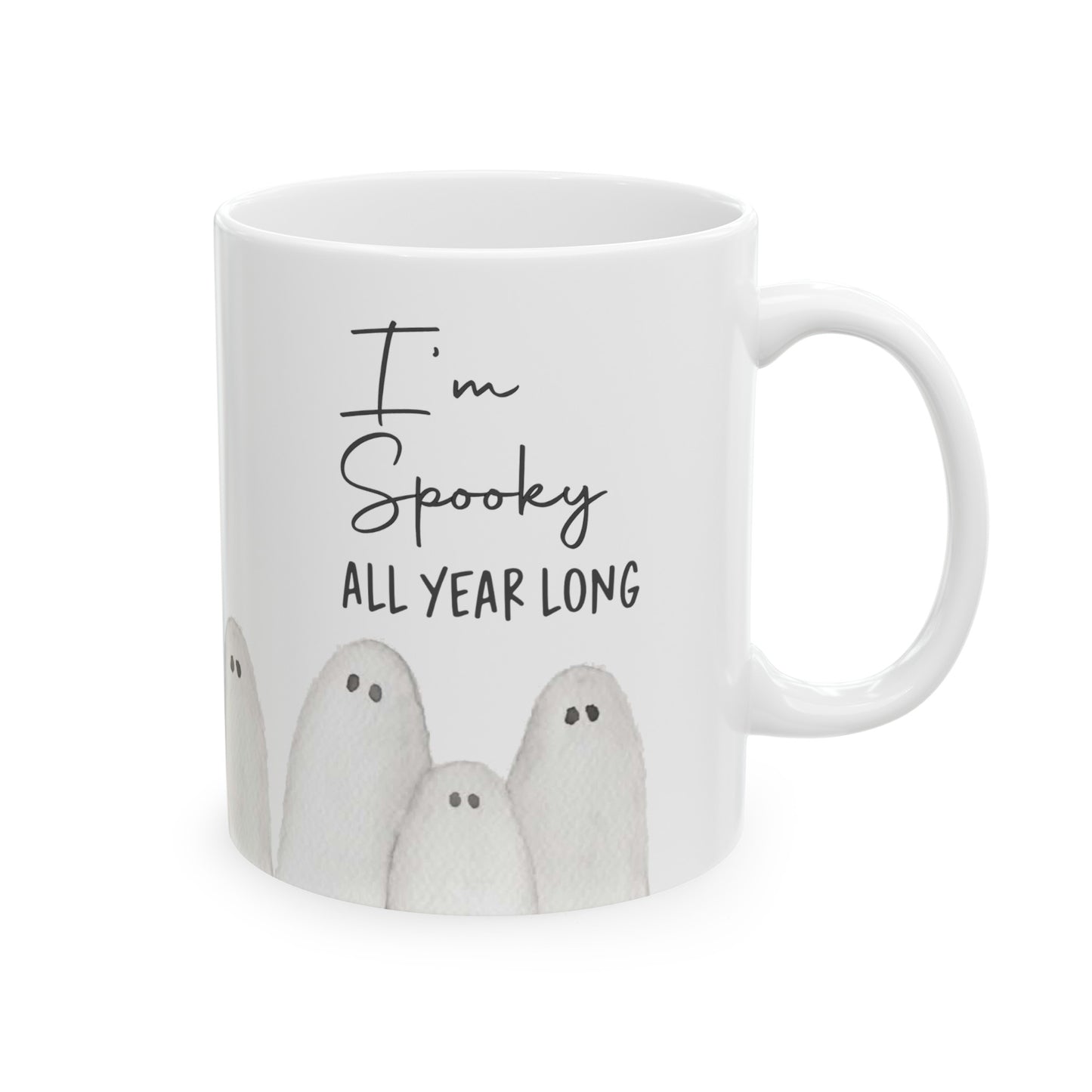 I'm Spooky All Year Long Watercolor Ghosts Ceramic Mug