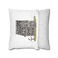 Halloween Watercolor Haunted House Square Poly Canvas Pillow Cover - Pillow Not Included -